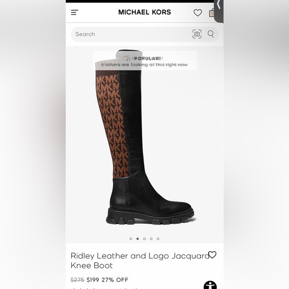New in box Michael Kors Ridey Leather and logo jaquard Knee boots 🤎 - Picture 3 of 7